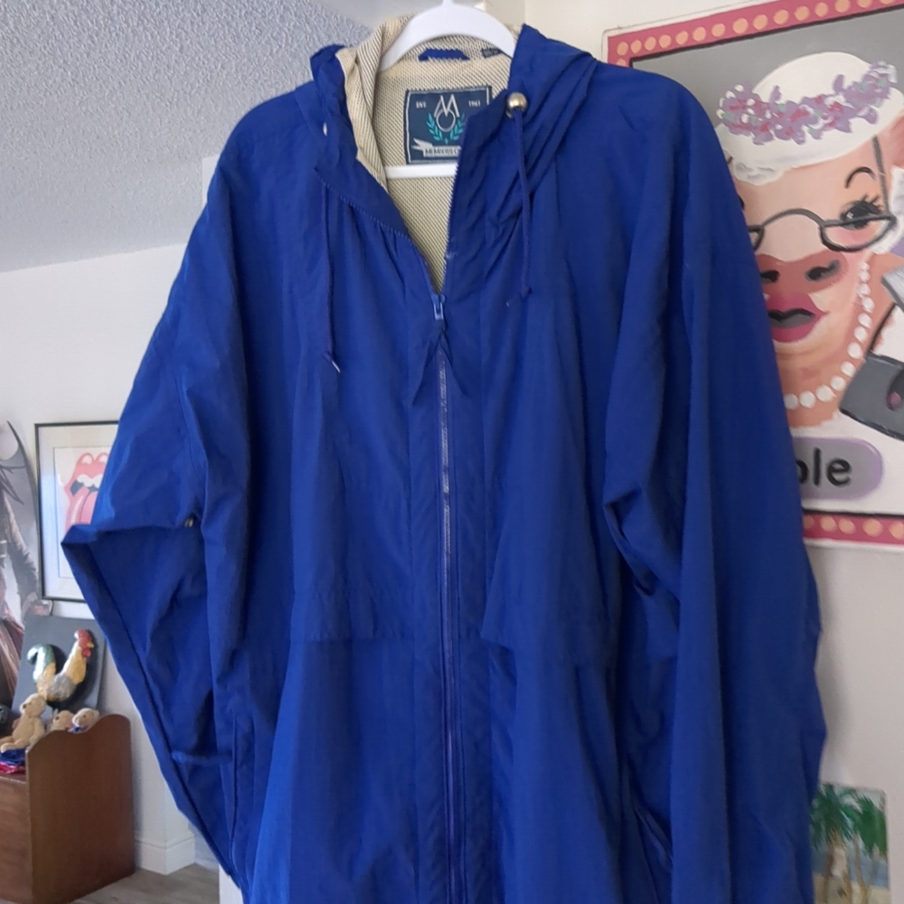 Classic! MEMBERS ONLY Jacket Mens  XL ROYAL BLUE Windbreaker Full Zip Vintage